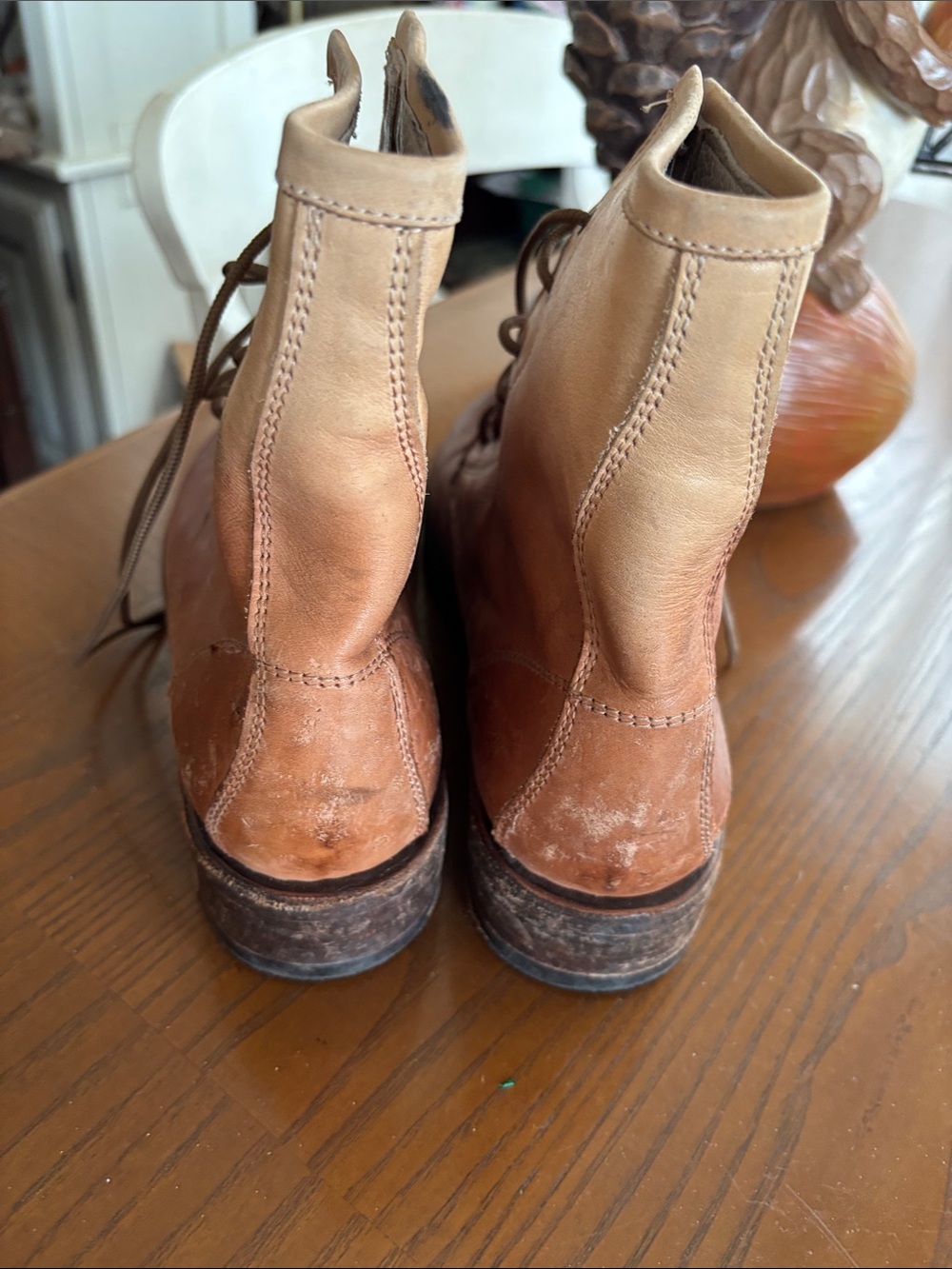 Tan Leather Lace-Up Boots - Picture 2 of 9